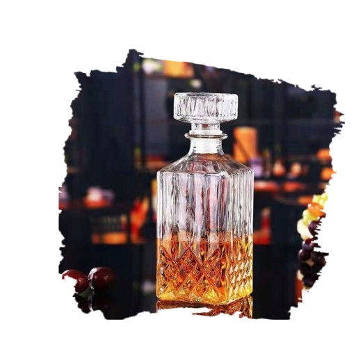 Štvorcová KARAFA NA WHISKY NA BODY S KORKOM