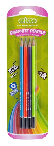 CRICCO trojhranná neónová ceruzka HB, 4 kusy