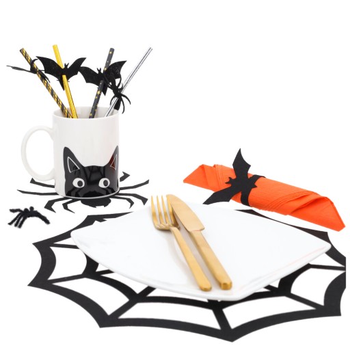 Halloweenske stolové dekorácie prestieranie
