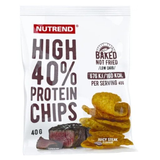 NUTREND HIGH PROTEIN CHIPS ŠŤAVNATÝ STEAKOVÝ PROTEÍNOVÝ SNACK 40g