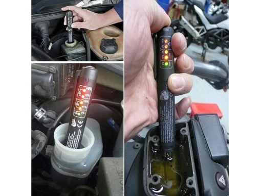 TESTER MERAČA BRZDOVEJ KVAPALINY, VRECKO, MALÉ PERO, BODKA 3 4 5 LED