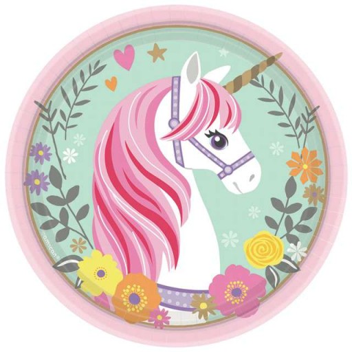 Papierové taniere UNICORN narodeninový jednorožec x8