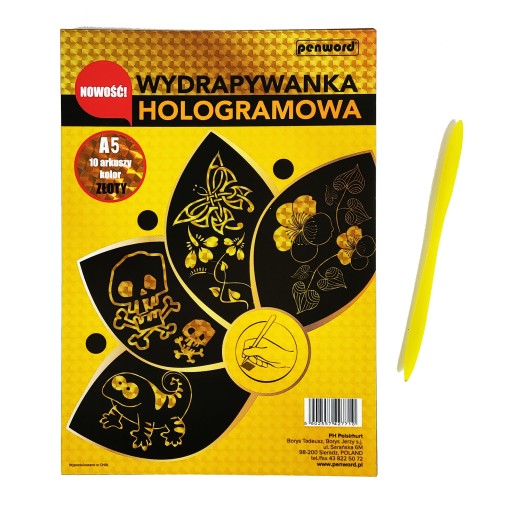 Hologramová stieracia karta A5 10 listov + zlatý stylus