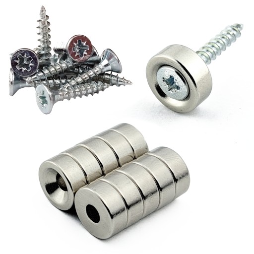 NEODYMOVÝ MAGNET NA SKRUTKU 10x4 S OTVOROM 7/3,5