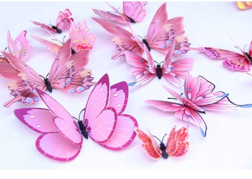 3D samolepky na stenu - BUTTERFLY BUTTERFLIES, ružové