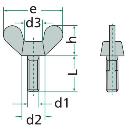 Pozinkovaná motýľová skrutka M8x40 mm DIN 316