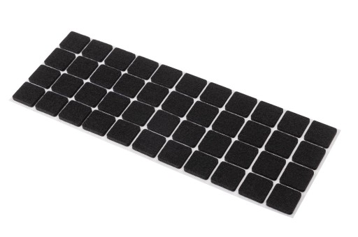 PODLOŽKY PLSTENÉ 20x20mm SQUARE čierne 44 ks