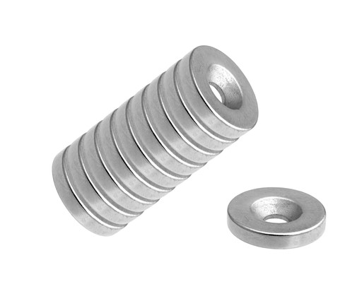 NEODYMOVÝ MAGNET 14x3 mm otvor 8/4 NA SKRUTKU 10 ks