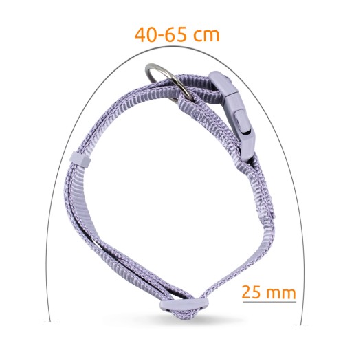 Prémiový obojok, pes, svetlá lila, S–M: 30–45 cm/15 mm
