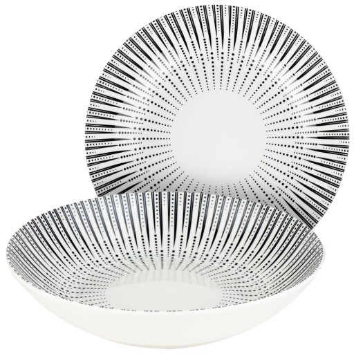 VEČEROVÝ tanier, hlboký, veľký, na polievku, porcelán, biely, čierny, 750 ml