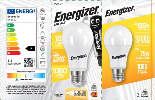 ENERGIZER E27 LED žiarovka 11W 75W 1055lm S18537