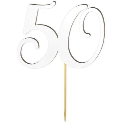 DEKORÁCIA laminátová torta TOPPER ČÍSLO 50 biela