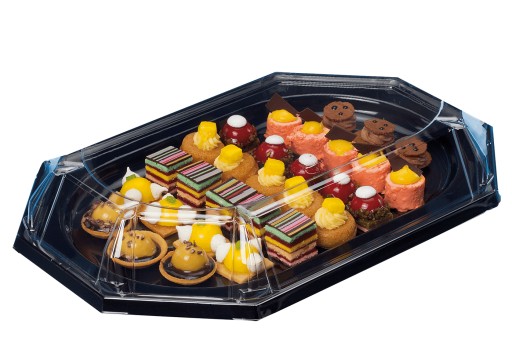 ČIERNY PLASTOVÝ PODANÍK S POKROKOM 22x31x6cm ČERVENÝ PLAST