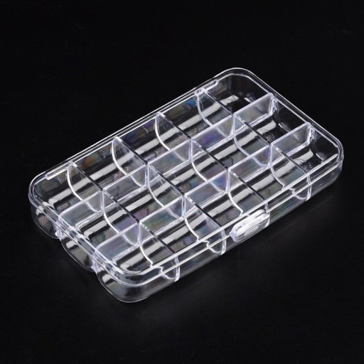 Nádoba na korálky a kamienky, plast, 15x9,2x2,5cm, 15 priehradiek, 1 ks.
