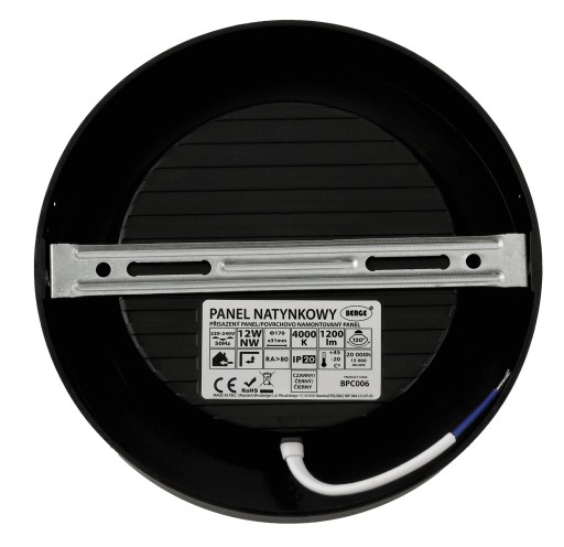 LED stropné svietidlo prisadené na povrch 12W 1200lm 4000K neutrálne čierne okrúhle