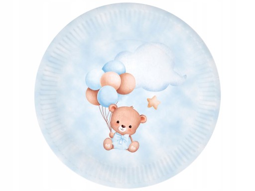 Modré taniere Medvedíky s balónikmi - 18 cm - 6 ks