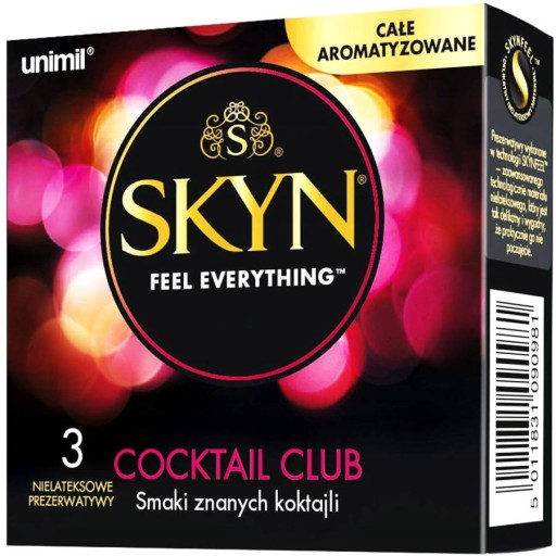 3 ochutené kondómy - Unimil Skyn Cocktail Club