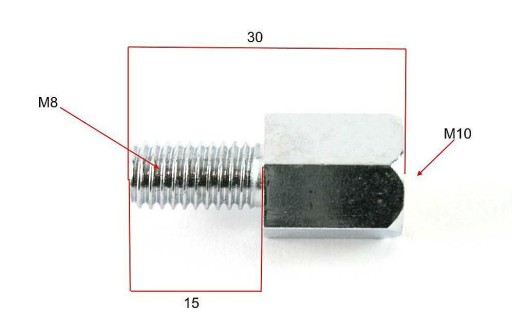 Redukcia na zrkadlo na riadidlá, vnútorný závit L10 / vonkajší L8 CHROME PAIR