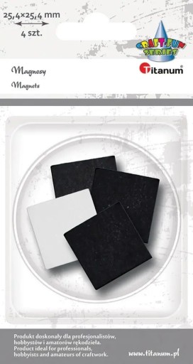 Samolepiace štvorcové magnety 2,5 cm, 4 titánové ks