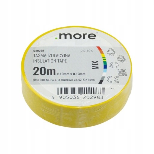 PVC IZOLAČNÁ PÁSKA 19MM 20M ŽLTÁ mäkká