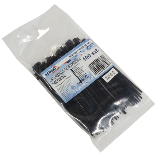 Sťahovacie pásky 2,5x100mm čierne 100 ks