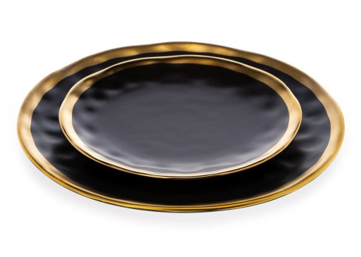 Čierny glamour zlatý tanier, 20 cm, riad, darček