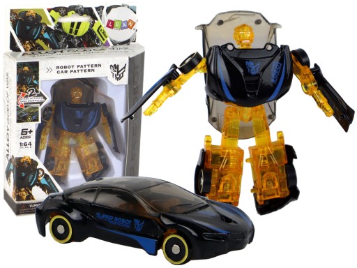 Super robotické auto 2v1 v mierke transformácie 1:64 čierne