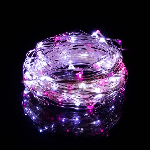 20 LED DRÔTOVÝCH SVIETIDIEL NA VIANOČNÝ STROMČEK RUŽOVÁ BIELA NA MIKRO BATÉRIE