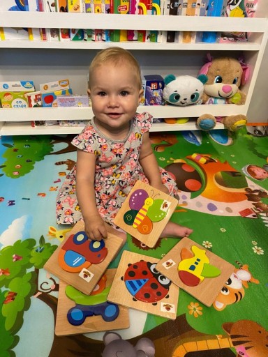 Náučné drevené puzzle kocky pre deti 15-15M