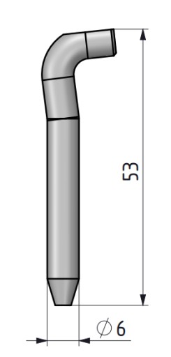 Čierny lakovaný rohový pánt, zahnutý čap 1,0-1,2 mm