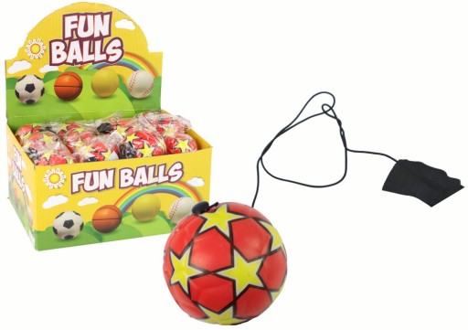 PU futbal s Jojo gumičkou na skákanie, 6 cm, červené hviezdy