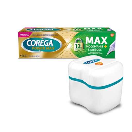 COREGA BEZPLATNÁ TUBA NA UMÝVANIE zubných protéz POWER MAX MINT CREAM FIXING 40G