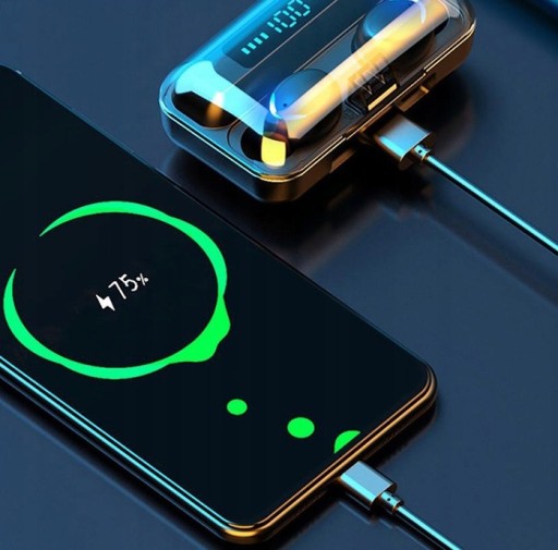 Bezdrôtové slúchadlá Bluetooth 5.1 F9+ Powerbank Model 2024 Mikrofón