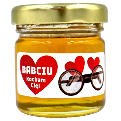 MEDOVÝ mini med BABIČKOVÝ DEŇ v tégliku 40g s nálepkou BABIČKA MILUJEM ŤA