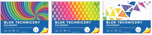 Farebný technický blok A4 10 160g hromadne farbený Interdruk