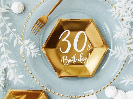 Papierové taniere 30th 30th Birthday Gold 6 kusov