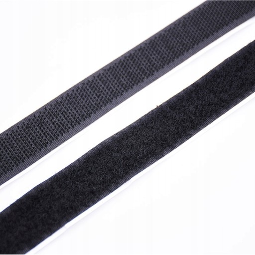 Pútko na suchý zips a háčik s lepiacou páskou ČIERNA 20mm 1m