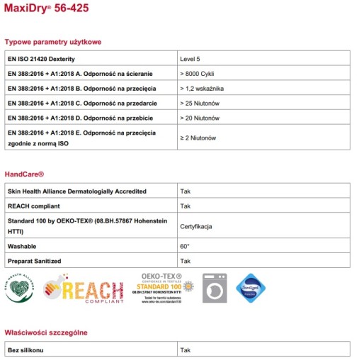 PRACOVNÉ RUKAVICE ODOLNÉ OLEJOM MAXIDRY 56-425 ATG10