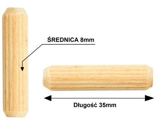 Drevené montážne hmoždinky do nábytku 8mm x 35mm 1kg