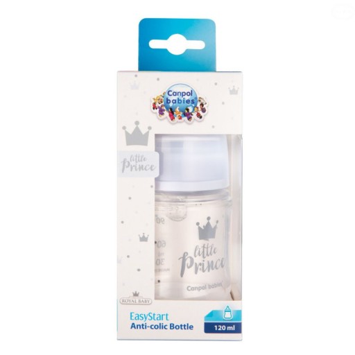 Canpol Baby antikoliková široká fľaša 120 ml ROYAL BABY modrá 35/233