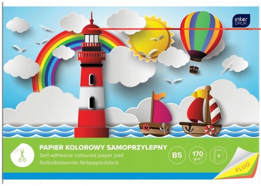 SAMOLEPIACI papier, formát B5, fluorescenčný, 8 listov