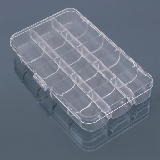 Nádoba na korálky a kamienky, plast, 15x9,2x2,5cm, 15 priehradiek, 1 ks.