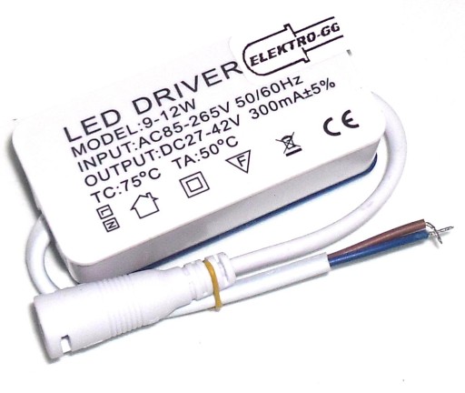 Napájanie LED ovládača 9w- 12w 9-12w 300mA 27-42v pre panely