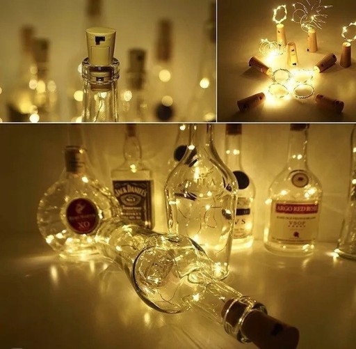 Solárne korkové osvetlenie fliaš | Solárna lampa | 10 LED teplých farieb