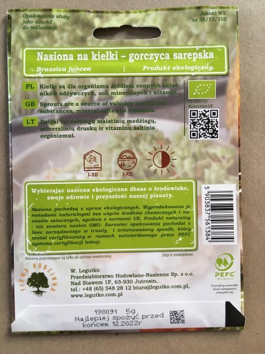 Semená horčičných klíčkov Sarepská 5g BIO - Semená - W. Legutko