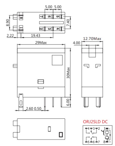 Relé ORJ-2S-LD-12VDC