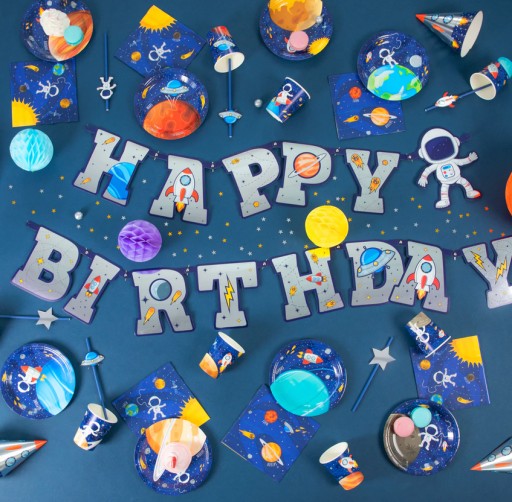 Papierové taniere COSMOS Rocket Planets Moon Birthday Party 18cm 8ks