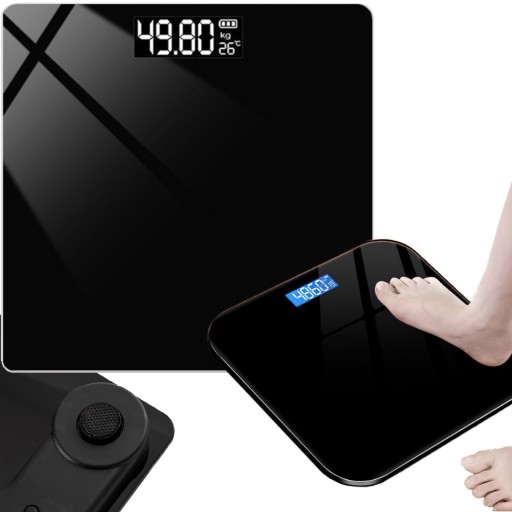 DIGITÁLNA KÚPEĽŇOVÁ VÁHA, LCD DISPLEJ, MERANIE TEPLOTY, SKLO, 180KG