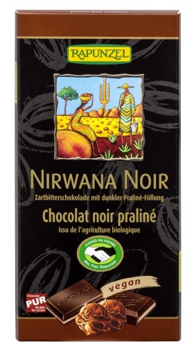 NIRWANA BIO tmavá ČOKOLÁDA S HLUZOVOU NÁPLŇOU 100 g - RAPUNZEL