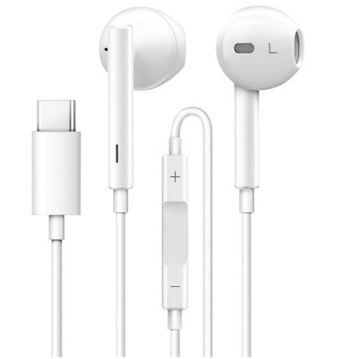 BIELE SLÚCHADLÁ DO UŠÍ USB-C USB TYP C